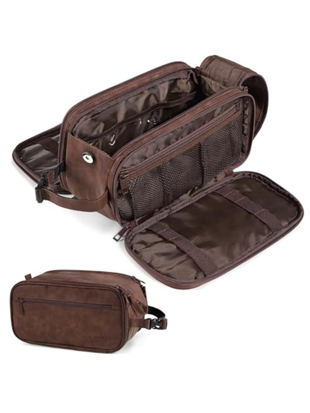 Toiletry Bag for Men Hanging Travel Dopp Kit Organizer PU Leather